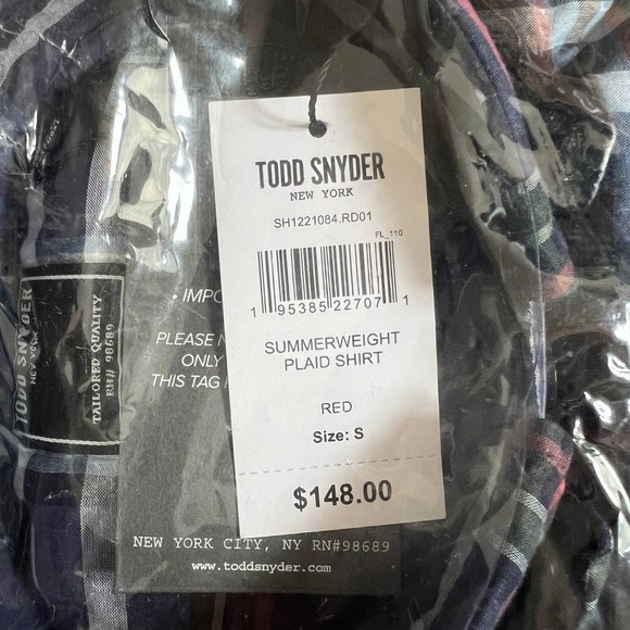 NWT Todd Snyder New York Mens Summerweight button-down plaid shirt in Small - Picture 4 of 4